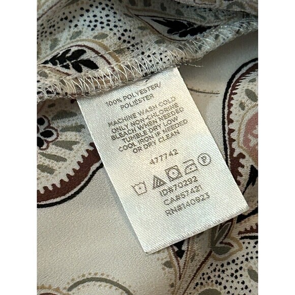 LOFT Floral Blouson Long Sleeve Blouse Top Pink Cream Square Neck Size Small - Picture 11 of 15